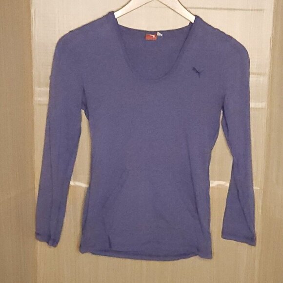Puma Womens Purple Hooded Knit Activewear Top Small - Picture 1 of 6